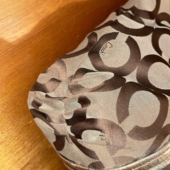 Coach Poppy 3D OP ART Signature GLAM Brown & Gold Tote Bag 13826 - Picture 5 of 11